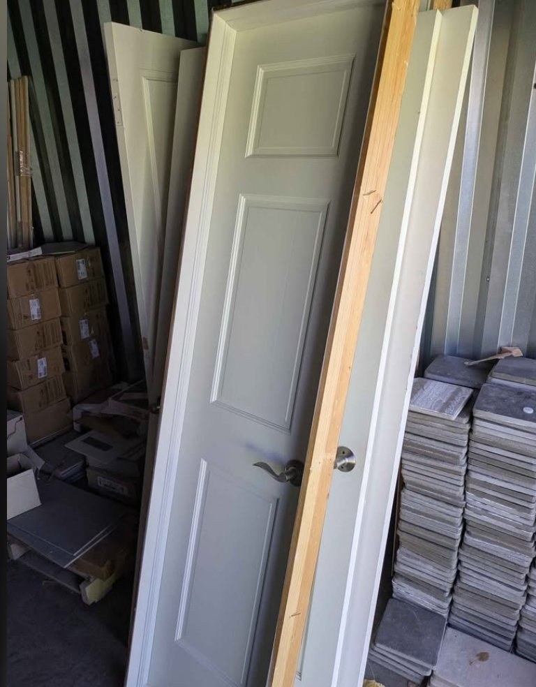Six-panel solid wood doors, full set