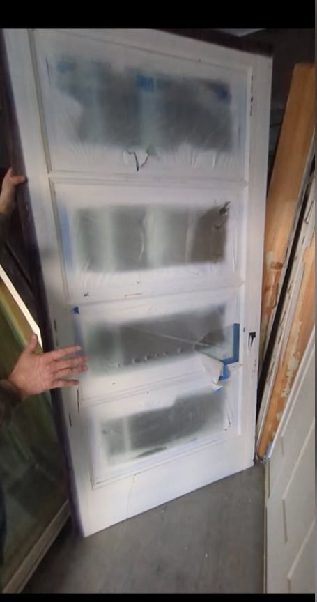 8 ft knotty alder door with glass panels